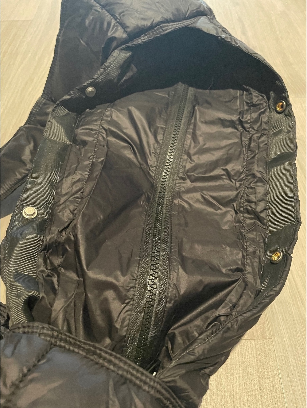 Black Quilted Puffer Cross Body Shoulder Bag with Zipper and Snap Closures - Picture 8 of 10